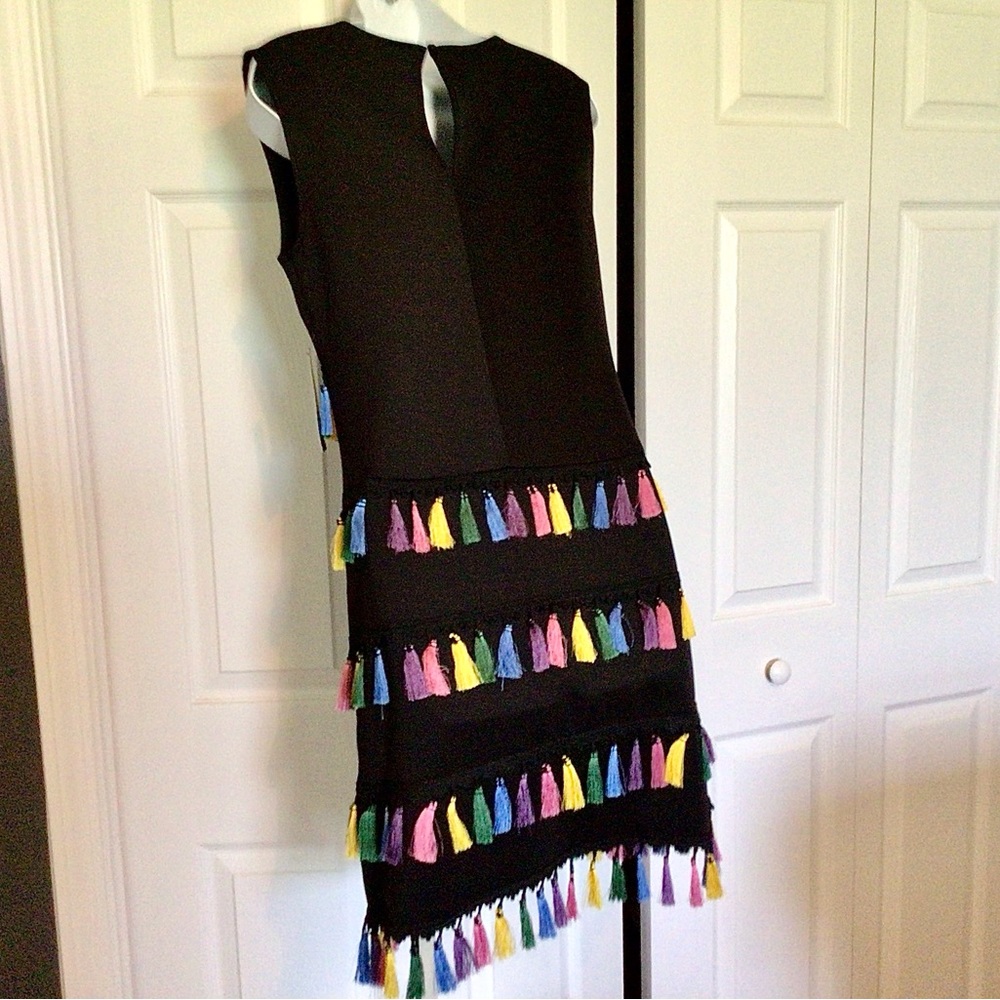 NWT New York & Co. MIDI Sleeveless Dress with Multi-Colored Tassels M - Picture 4 of 7